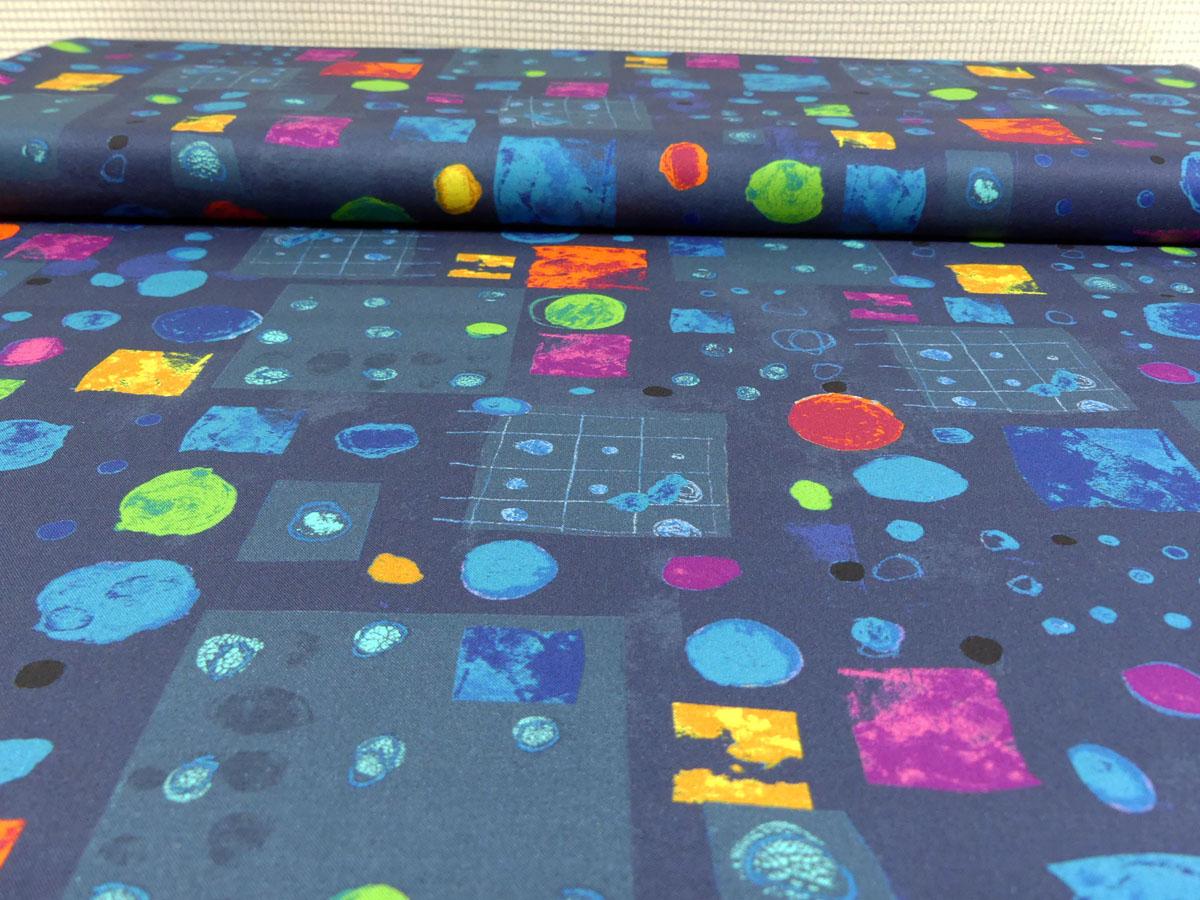 Patchworkstoff Windham Fabrics Presents dunkelblau mit leuchtenden Formen Digitaldruck
